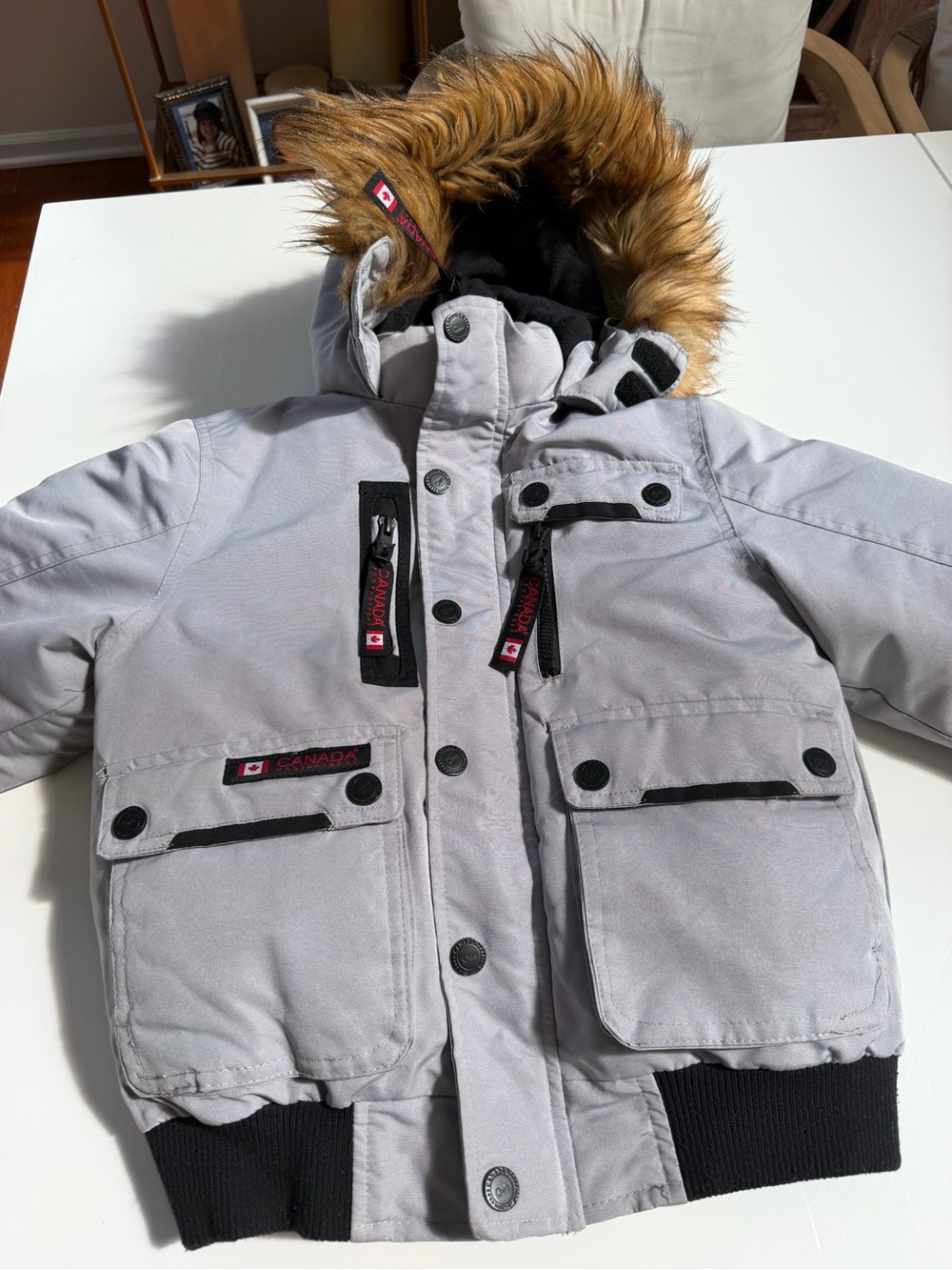 Canada Weather gear gray ski jacket with faux fur hoodie